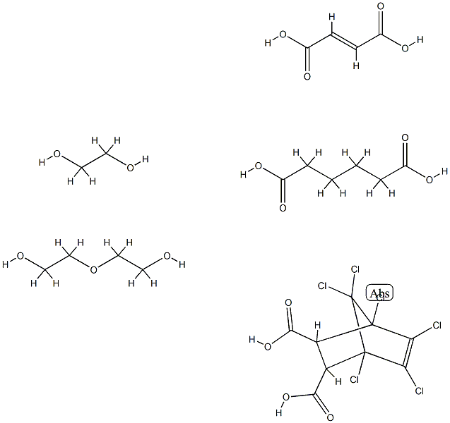 Bicyclo[2.2.1]hept-5-ene-2,3-dicarboxylic acid, 1,4,5,6,7,7-hexachloro-, polymer with (E)-2-butenedioic acid, 1,2-ethanediol, hexanedioic acid and 2,2'-oxybis[ethanol] Struktur