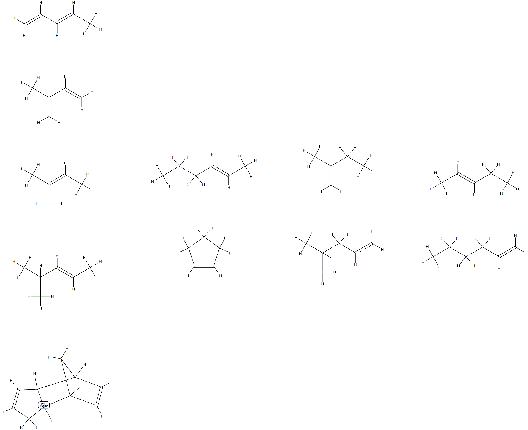 4,7-Methano-1H-indene, 3a,4,7,7a-tetrahydro-, polymer with cyclopentene, 1-hexene, 2-hexene, 2-methyl-1,3-butadiene, 2-methyl-1-butene, 2-methyl-2-butene, 4-methyl-1-pentene, 4-methyl-2-pentene, 1,3-pentadiene and 2-pentene Struktur