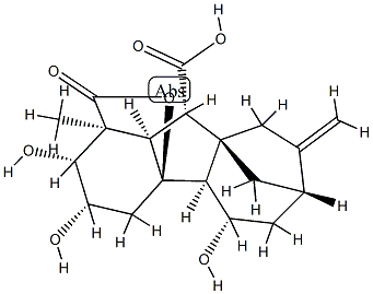 2β,3β,4aα,5β-Tetrahydroxy-1β-methyl-8-methylenegibbane-1α,10β-dicarboxylic acid 1,4a-lactone Struktur