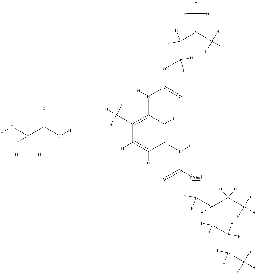 lactic acid, compound with 3-[2-(dimethylamino)ethyl] 1-(2-ethylhexyl) toluene-2,4-dicarbamate (1:1) Struktur