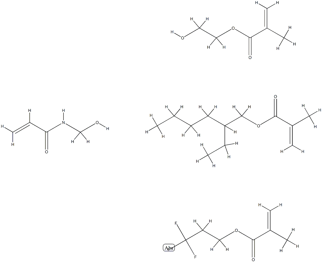 2-Propenoic acid, 2-methyl-, 2-ethylhexyl ester, polymer with α-fluoro-ω-[2- [(2-methyl-1-oxo-2-propenyl)oxy]ethyl]poly(difluoromethylene ), 2-hydroxyethyl 2-methyl-2-propenoate and N-(hydroxymethyl)-2-propenamide Struktur