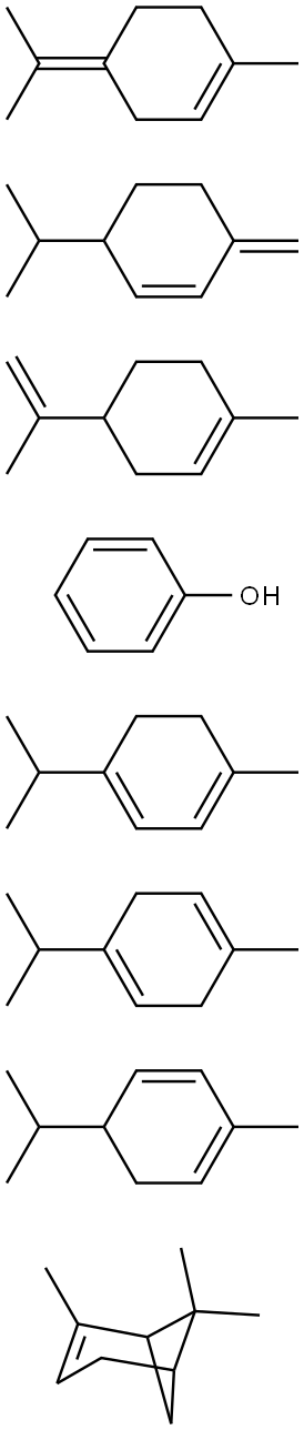 Phenol, polymer with 3-methylene-6-(1-methylethyl)cyclohexene, 1-methyl-4-(1-methylethenyl)cyclohexene, 1-methyl-4-(1-methylethyl)-1,3-cyclohexadiene, 1-methyl-4-(1-methylethyl)-1,4-cyclohexadiene, 2-methyl-5-(1-methylethyl)-1,3-cyclohexadiene, 1-methyl-4 Struktur