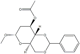 Methyl 3-O-acetyl-4-O,6-O-benzylidene-2-deoxy-α-D-glucopyranoside Struktur