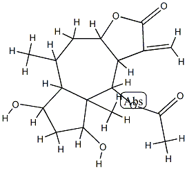 (3aR)-4β-Acetoxy-3a,4,4a,5,6,7,7aα,8,9,9aβ-decahydro-5α,7β-dihydroxy-4aβ,8α-dimethyl-3-methyleneazuleno[6,5-b]furan-2(3H)-one Struktur