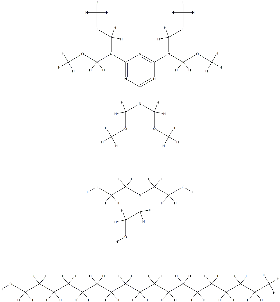 1-Octadecanol, reaction products with hexakis(methoxymethyl)melamine and triethanolamine Struktur