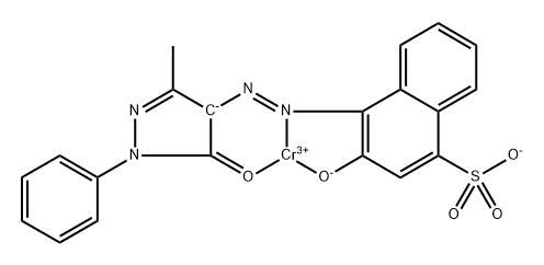 [4-[(4,5-dihydro-3-methyl-5-oxo-1-phenyl-1H-pyrazol-4-yl)azo]-3-hydroxynaphthalene-1-sulphonato(3-)]chromium Struktur