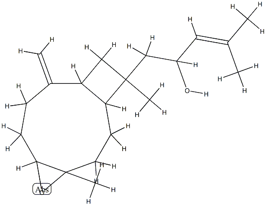 4,12-Dimethyl-9-methylene-α-(2-methyl-1-propenyl)-5-oxatricyclo[8.2.0.04,6]dodecane-12-ethanol Struktur