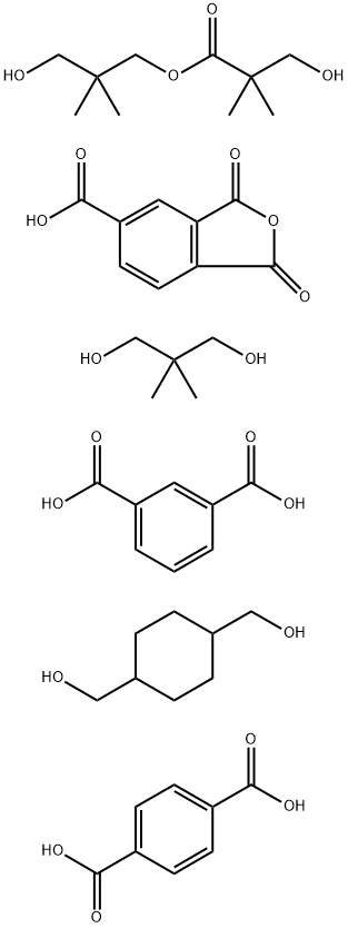 Neopentyl glycol, 1,4-dimethanolcyclohexane, trimellitic anhydride,terephthalic acid, 3-hydroxy-2,2-dimethylpropyl 3-hydroxy-2,2-dimethylpropanoate, isophthalic acid polymer Struktur