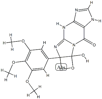 8H-1,2-Dioxeto[3,4:4,5]imidazo[1,2-a]purin-8-one,  2a,3,5,9a-tetrahydro-9a-hydroxy-2a-(3,4,5-trimethoxyphenyl)- Struktur