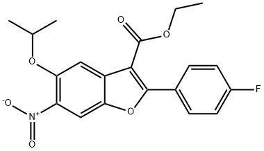 Ethyl 2-(4-fluorophenyl)-5-isopropoxy-6-nitrobenzofuran-3-carboxylate Struktur