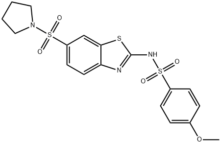 4-methoxy-N-[6-(1-pyrrolidinylsulfonyl)-1,3-benzothiazol-2-yl]benzenesulfonamide Struktur