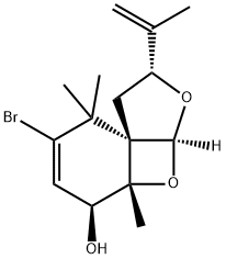 (2R,3aα,8aS)-7-Bromo-1,2,4a,5-tetrahydro-4aβ,8,8-trimethyl-2-isopropenyl-8H-benz[3,4]oxeto[2,3-b]furan-5β-ol Struktur