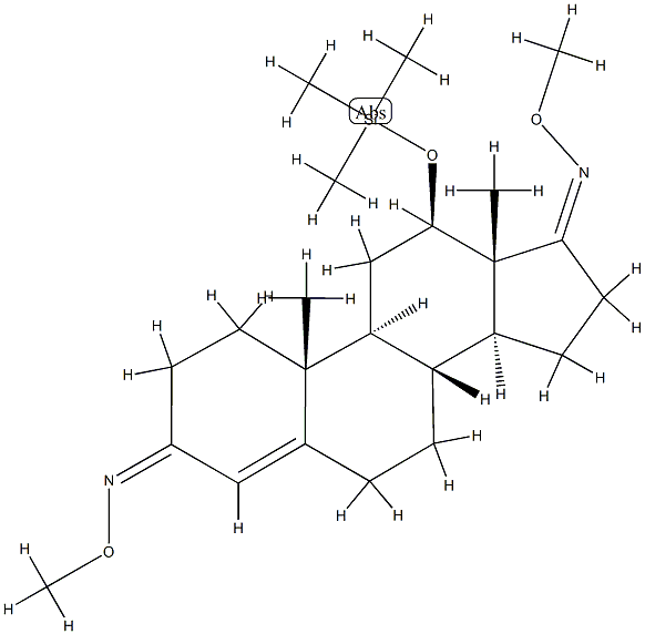 12β-(Trimethylsiloxy)androst-4-ene-3,17-dione bis(O-methyl oxime) Struktur