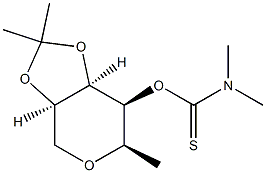 2,6-Anhydro-1-deoxy-4-O,5-O-(1-methylethylidene)-D-arabino-hexitol dimethylcarbamothioate Struktur