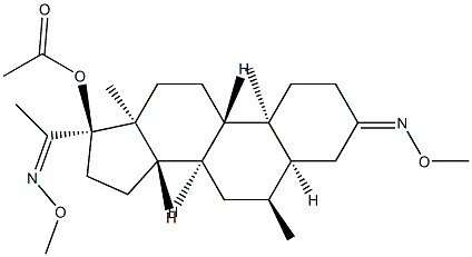 17-(Acetyloxy)-6α-methyl-3,20-bis(methoxyimino)-5β-pregnane Struktur