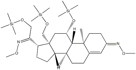 11β,18,21-Tris(trimethylsiloxy)pregn-4-ene-3,20-dione bis(O-methyl oxime) Struktur