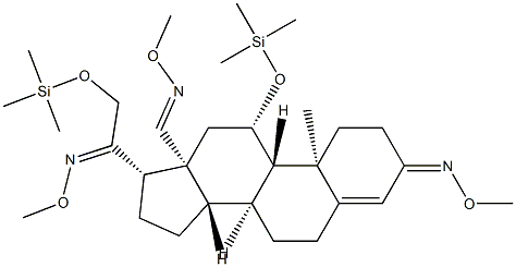 3,20-Bis(methoxyimino)-11β,21-bis(trimethylsiloxy)pregn-4-en-18-al O-methyl oxime Struktur