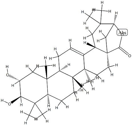 2α,3β,21β-Trihydroxyolean-12-en-28-oic acid γ-lactone Struktur