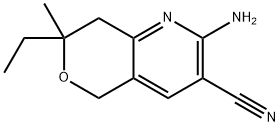 5H-Pyrano[4,3-b]pyridine-3-carbonitrile,2-amino-7-ethyl-7,8-dihydro-7-methyl-(9CI) Struktur