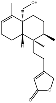 4-[2-[(1R)-1,2,3,4,4a,7,8,8aα-Octahydro-4aβ-hydroxymethyl-1,2α,5-trimethylnaphthalen-1α-yl]ethyl]furan-2(5H)-one Struktur