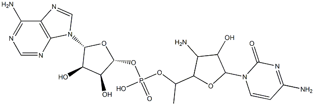 3'-deoxy-3'-aminocytidylyl(3'-5')adenosine Struktur