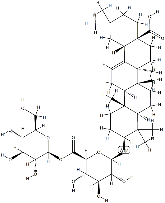 17-Carboxy-28-norolean-12-en-3β-yl β-D-glucopyranosiduronic acid 6-(β-D-glucopyranosyl) ester Struktur