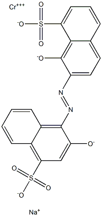 sodium [3-hydroxy-4-[(1-hydroxy-8-sulpho-2-naphthyl)azo]naphthalene-1-sulphonato(4-)]chromate(1-) Struktur