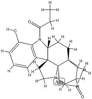 17,19-Dihydroxy-1-(1-oxopropyl)aspidospermidin-21-oic acid γ-lactone Struktur