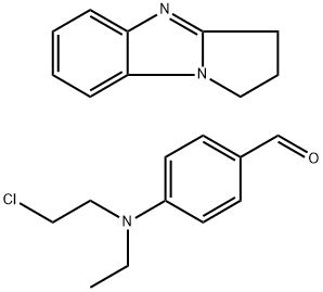 Benzaldehyde, 4-(2-chloroethyl)ethylamino-, polymer with 2,3-dihydro-1H-pyrrolo1,2-abenzimidazole Struktur