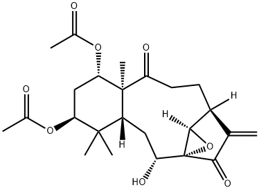 (1aR,2S,5aS,6S,8S,9aR,11R,11aR)-6,8-Bis(acetyloxy)-1a,2,3,4,5a,6,7,8,9,9a,10,11-dodecahydro-11-hydroxy-5a,9,9-trimethyl-13-methylene-5H-2,11a-ethanobenzo[5,6]cyclodec[1,2-b]oxirene-5,12-dione Struktur