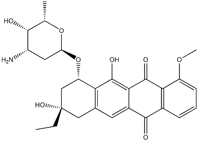 (8S,10S)-10-[(3-Amino-2,3,6-trideoxy-α-L-lyxo-hexopyranosyl)oxy]-8-ethyl-8,11-dihydroxy-7,8,9,10-tetrahydro-1-methoxy-5,12-naphthacenedione Struktur