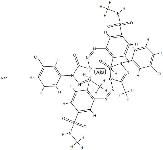 sodium bis[3-[[1-(3-chlorophenyl)-4,5-dihydro-3-methyl-5-oxo-1H-pyrazol-4-yl]azo]-4-hydroxy-N-methylbenzene-1-sulphonamidato(2-)]chromate(1-) Struktur