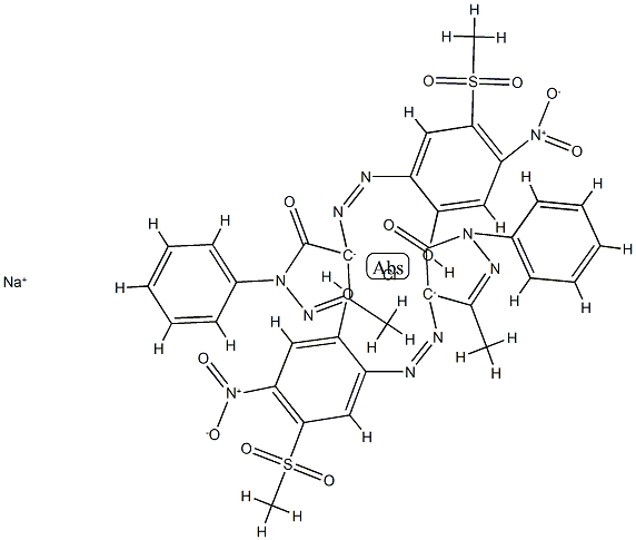 sodium bis[2,4-dihydro-4-[[2-hydroxy-5-(methylsulphonyl)-4-nitrophenyl]azo]-5-methyl-2-phenyl-3H-pyrazol-3-onato(2-)]chromate(1-) Struktur