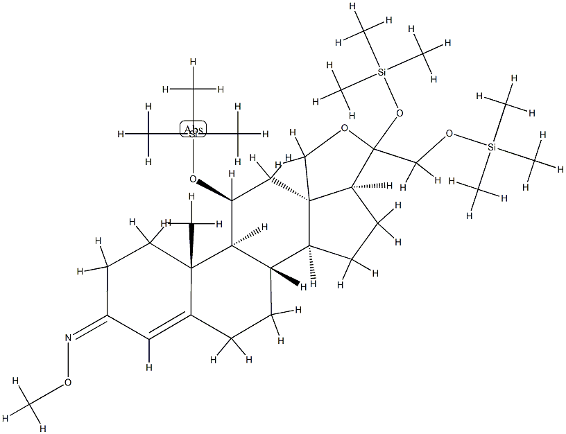 18,20-Epoxy-11β,20,21-tris(trimethylsiloxy)pregn-4-en-3-one O-methyl oxime Struktur