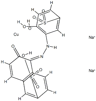 disodium [6-hydroxy-5-[(2-hydroxy-5-sulphophenyl)azo]naphthalene-2-sulphonato(4-)]cuprate(2-) Struktur