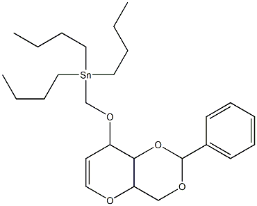 1,5-Anhydro-2-deoxy-4,6-O-(phenylmethylene)-3-O-[(tributylstannyl)methyl]-D-ribo-hex-1-enitol Struktur