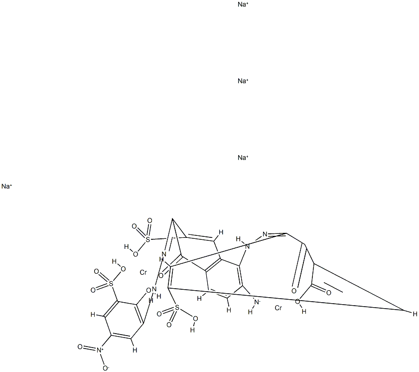 tetrasodium [mu-[3-[[2-amino-5-hydroxy-6-[(2-hydroxy-5-nitro-3-sulphophenyl)azo]-7-sulpho-1-naphthyl]azo]-2-hydroxy-5-sulphobenzoato(8-)]]dichromate(4-) Struktur