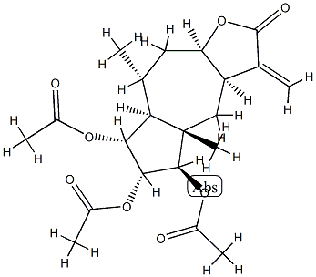 (3aR)-5β,6α,7α-Tris(acetyloxy)-3aα,4,4a,5,6,7,7aα,8,9,9aα-decahydro-4aβ,8α-dimethyl-3-methyleneazuleno[6,5-b]furan-2(3H)-one Struktur