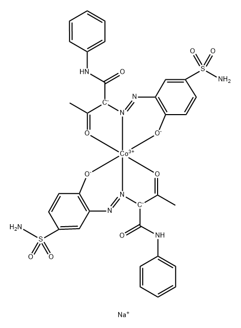 sodium bis[2-[[5-(aminosulphonyl)-2-hydroxyphenyl]azo]-3-oxo-N-phenylbutyramidato(2-)]cobaltate(1-) Struktur