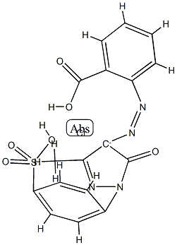 [2-[[4,5-dihydro-3-methyl-5-oxo-1-(4-sulphophenyl)-1H-pyrazol-4-yl]azo]benzoato(3-)]chromium Struktur