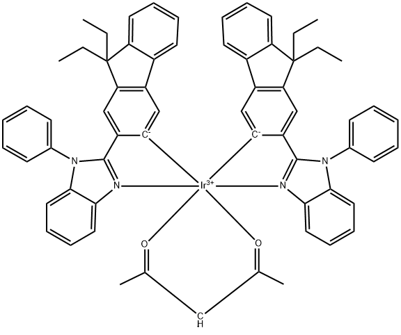 Bis(2-(9,9-diethyl-fluoren-2-yl)-1-phenyl-1H-benzo[d]imidazolato)(actylacetonate)iridium(III) Struktur