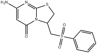 7-amino-3-[(phenylsulfonyl)methyl]-2,3-dihydro-5H-[1,3]thiazolo[3,2-a]pyrimidin-5-one Struktur