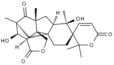 (3aS,8R,9S,11bR)-3a,4,6a,7,7aα,8,10,11-Octahydro-4α,8-dihydroxy-2',2',5,6aβ,8-pentamethylspiro[5α,11aα-methano-11aH-fluoreno[4,4a-c]furan-9(3H),3'(6'H)-[2H]pyran]-3,6,6'-trione Struktur