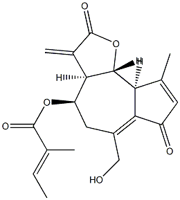 (E)-2-Methyl-2-butenoic acid [(3aR)-2,3,3aβ,4,5,7,9aβ,9bα-octahydro-6-hydroxymethyl-9-methyl-3-methylene-2,7-dioxoazuleno[4,5-b]furan-4α-yl] ester Struktur