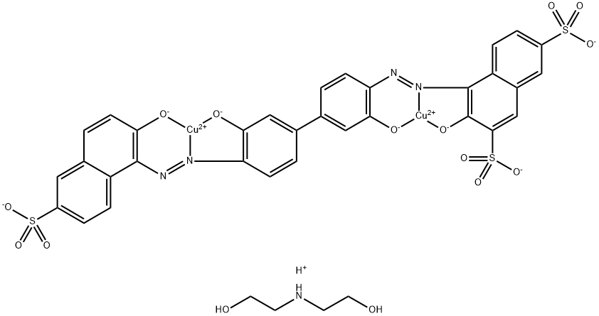 Cuprate(3-), [mu-[4-[[3,3'-dihydroxy-4'-[(2-hydroxy-6-sulfo-1-naphthalenyl)azo][1,1'-biphenyl]-4-yl]azo]-3-hydroxy-2,7-naphthalenedisulfonato(7-)]]di-, trihydrogen, compd. with 2,2'-iminobis[ethanol] (1:3) Struktur