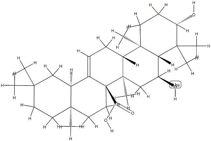 3β,6α-Dihydroxyolean-12-en-27-oic acid Struktur