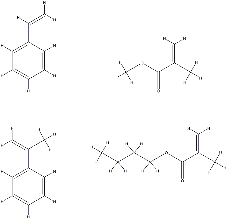 Ethenylbenzene, butyl 2-methyl-2-propenoate, methyl 2-methyl-2-propenoate, (1-methylethenyl) benzene polymer Struktur