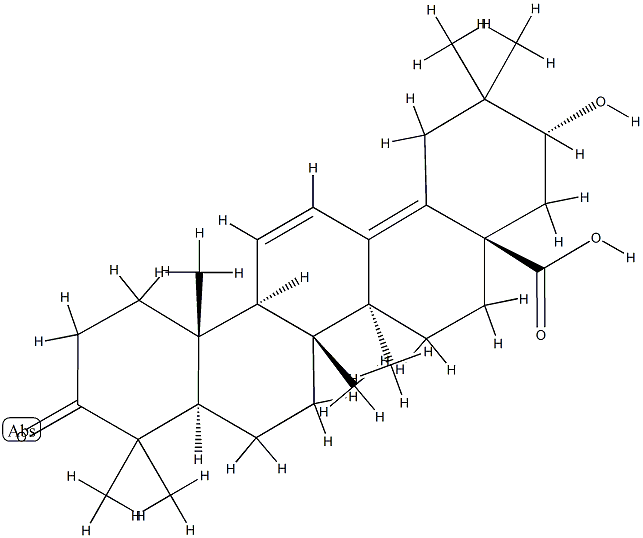 21α-Hydroxy-3-oxooleana-11,13(18)-dien-28-oic acid Struktur