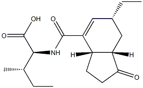 (2S,3S)-2-[[[(3as)-6α-Ethyl-2,3,3aβ,6,7,7aβ-hexahydro-1-oxo-1H-indene-4-yl]carbonyl]amino]-3-methylvaleric acid Struktur