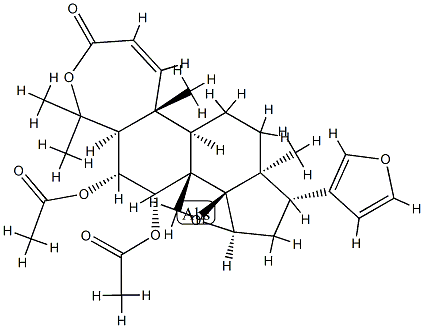 (13α,17α)-6α,7α-Diacetoxy-14β,15β:21,23-diepoxy-4a,4a,8-trimethyl-A-homo-24-nor-4-oxa-5α-chola-1,20,22-trien-3-one Struktur